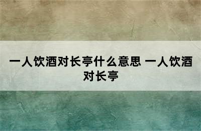 一人饮酒对长亭什么意思 一人饮酒对长亭